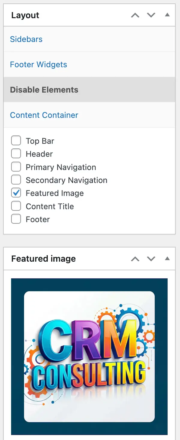 WordPress theme layout setting to disable the featured image on a post