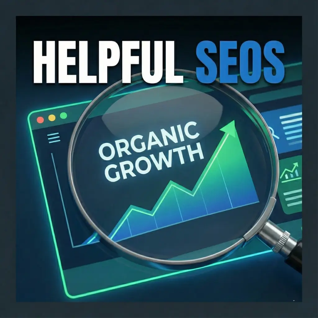 A magnifying glass over a rising traffic chart, representing organic growth from search visibility.