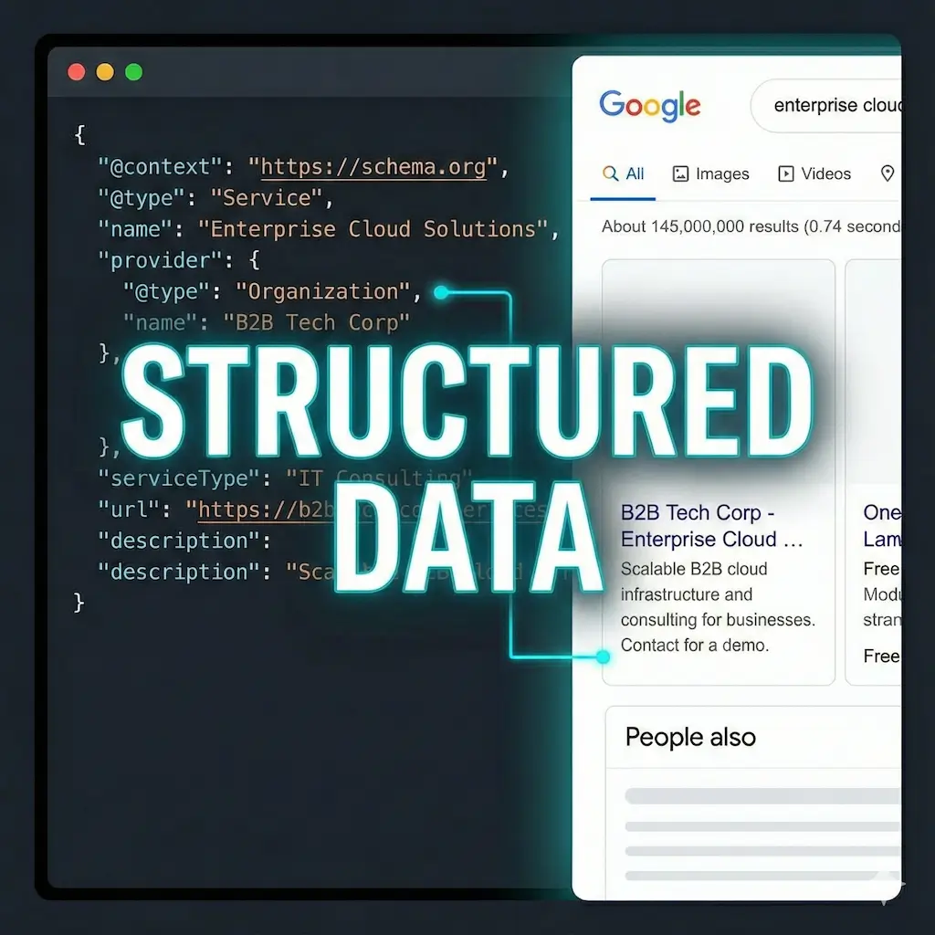 Structured data: JSON-LD markup next to a Google search result