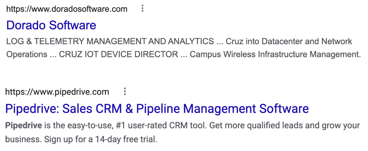 Example SERP Snippets