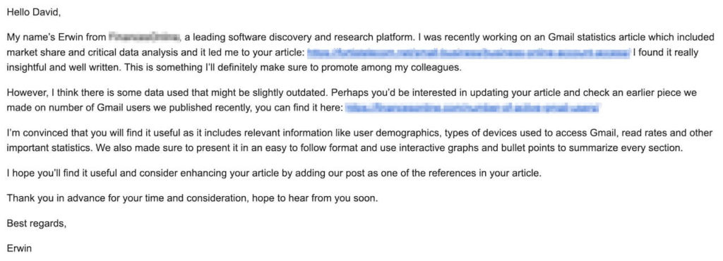 Cold Email Backlink Request