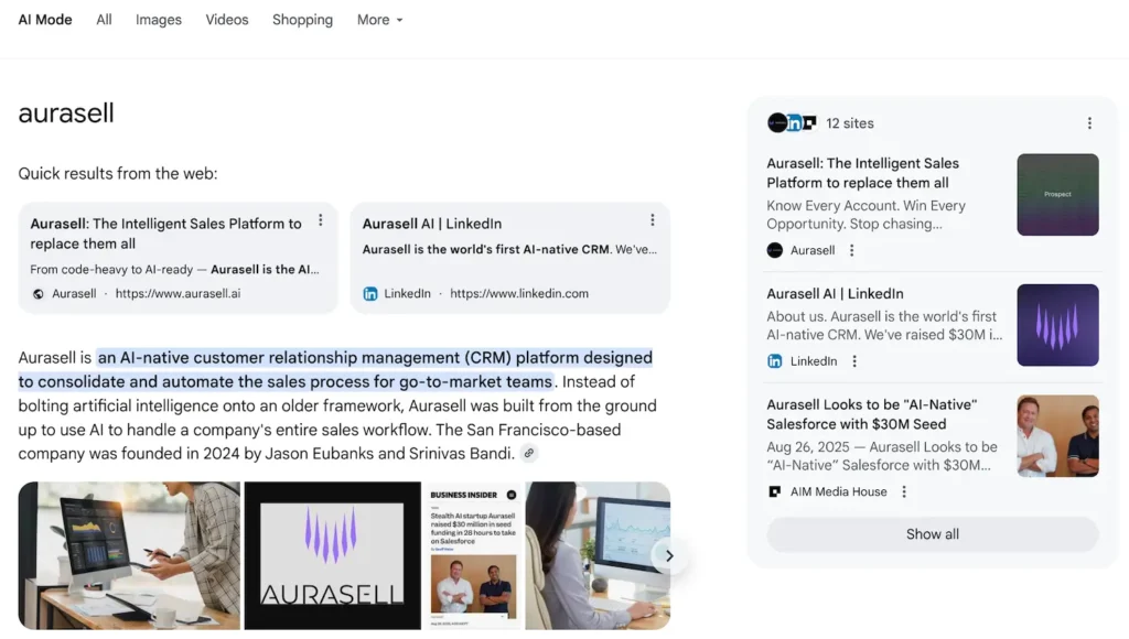 Google AI Mode New Brand Search Result
