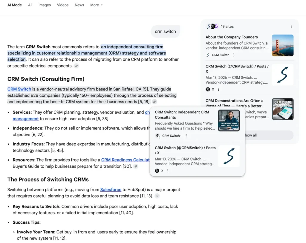 Google AI Mode Brand Example